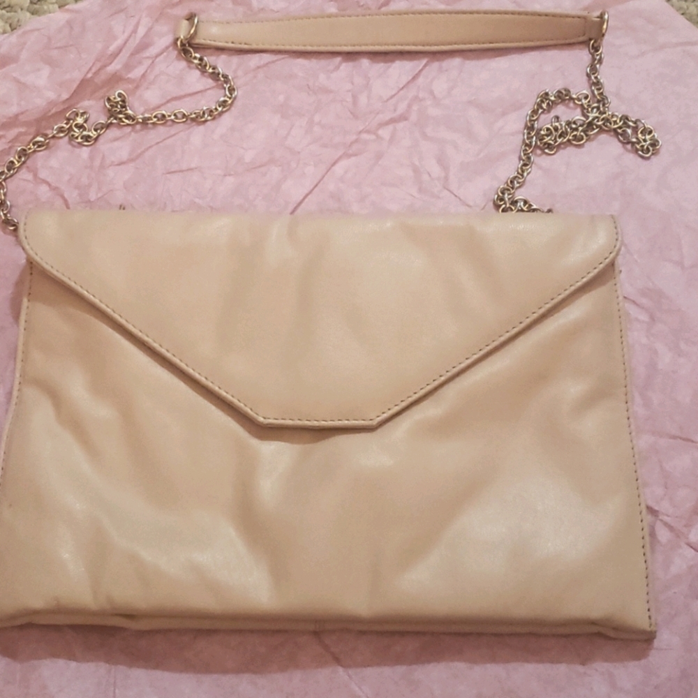 Nude envelope leather purse